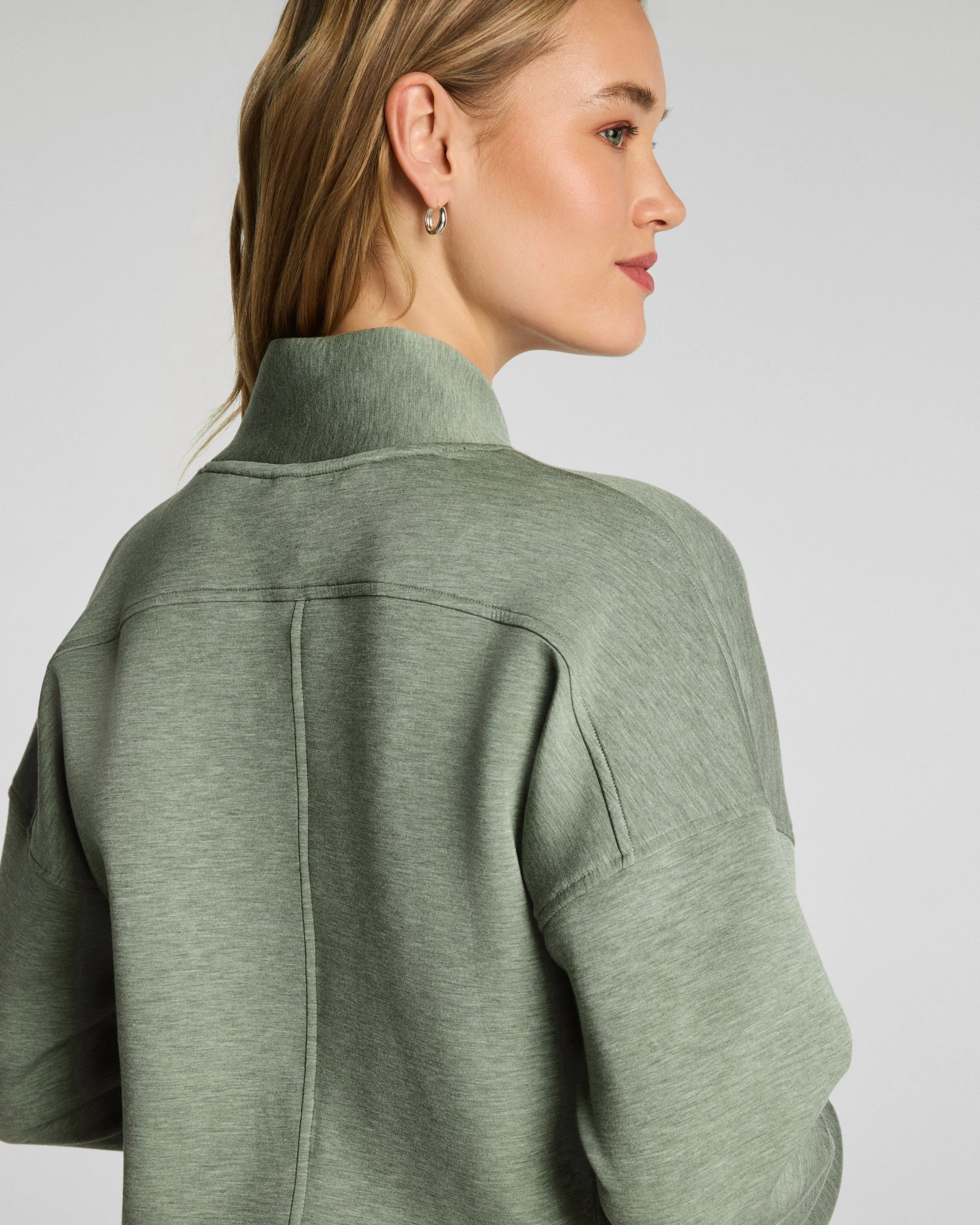 Airessentials Shawl Collar Half Zip, Sage Brush Heather | Spanx sold by North & Main Clothing Company product image thumbnail 3