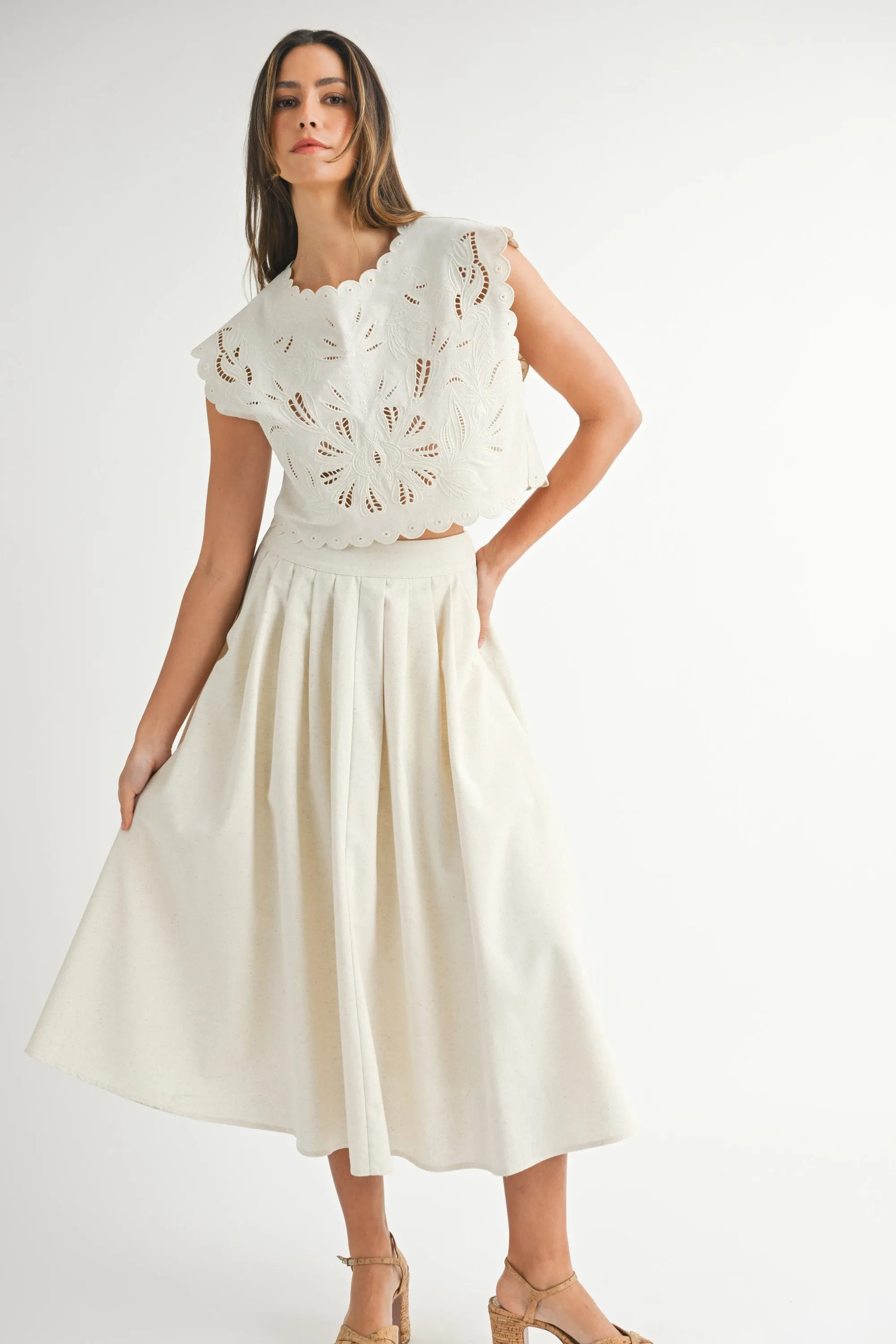 Chloe Embroidered Crop Top, Oatmeal sold by North & Main Clothing Company product image thumbnail 5