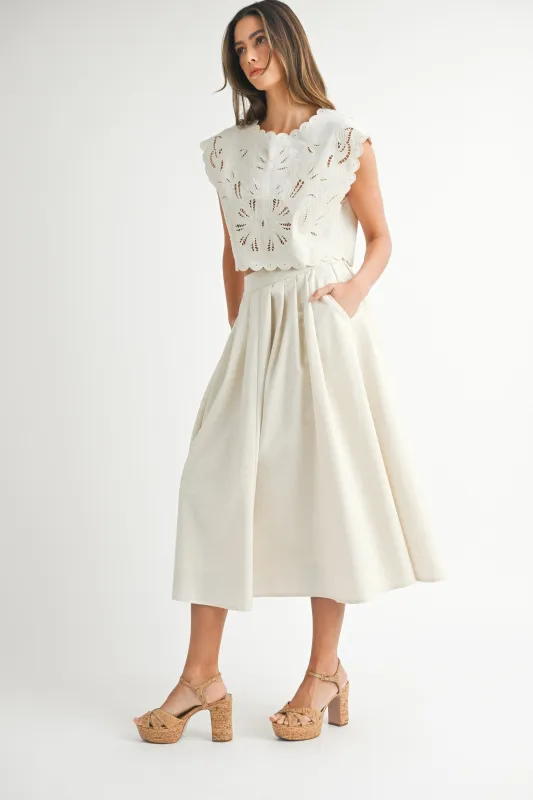 Chloe Linen Midi Skirt, Oatmeal sold by North & Main Clothing Company