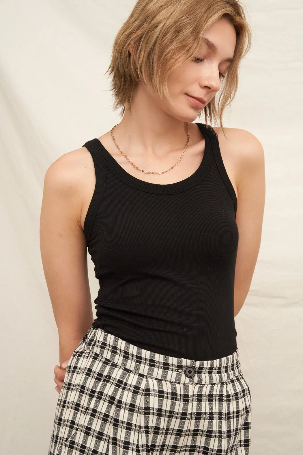 Alani Soft Ribbed Padded Tank, Black sold by North & Main Clothing Company product image thumbnail 2