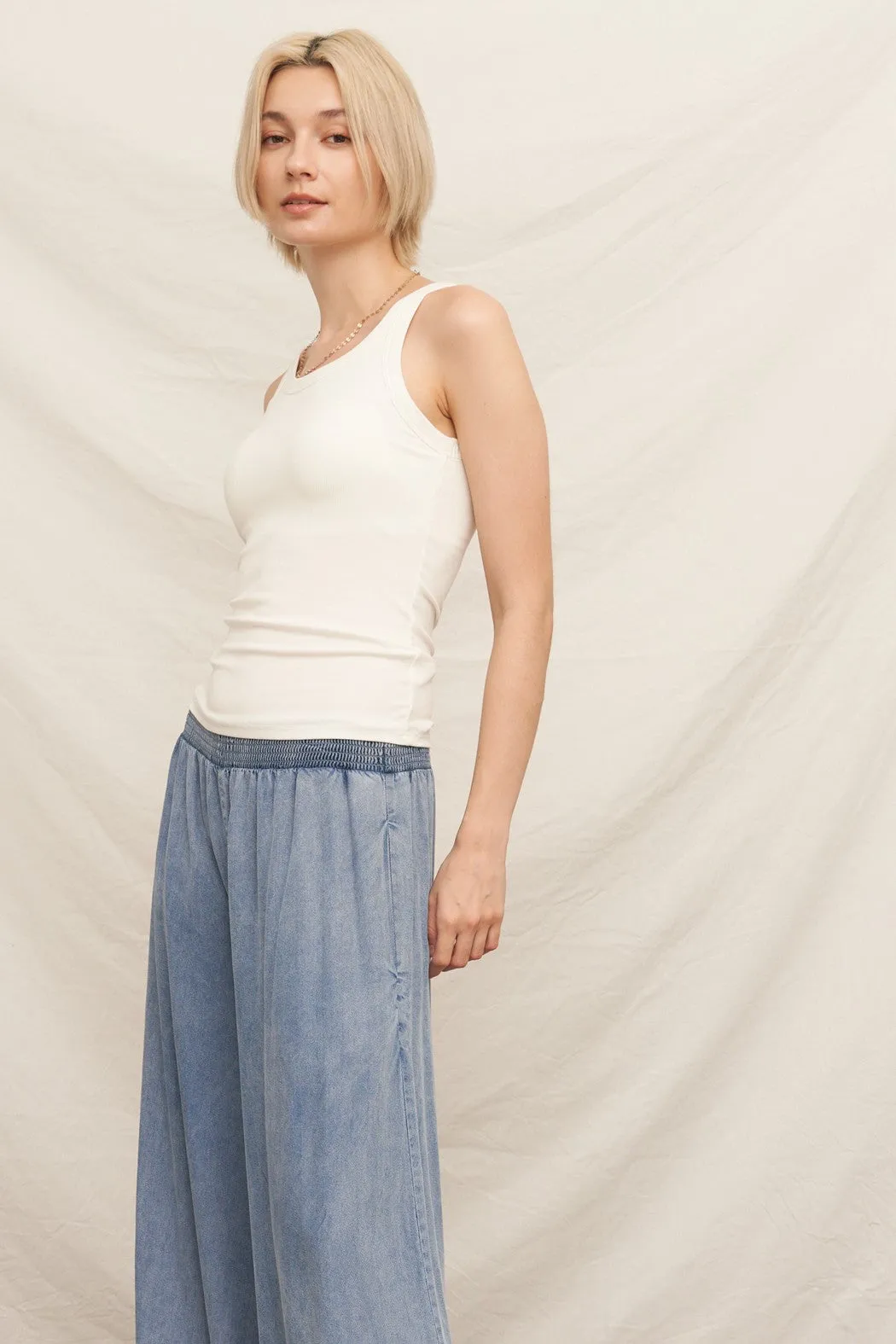 Alani Soft Ribbed Padded Tank, White sold by North & Main Clothing Company product image thumbnail 2
