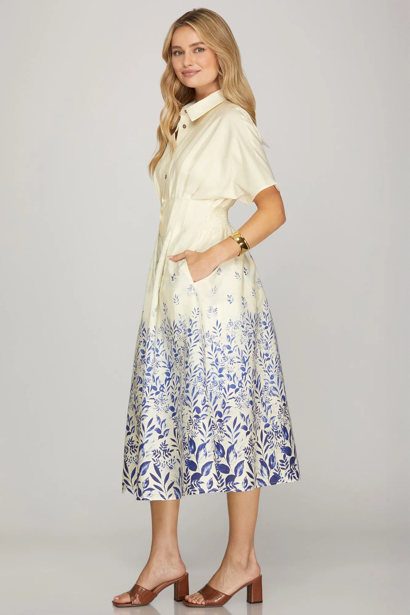 Nellie Printed Midi Dress, Blue sold by North & Main Clothing Company product image thumbnail 2