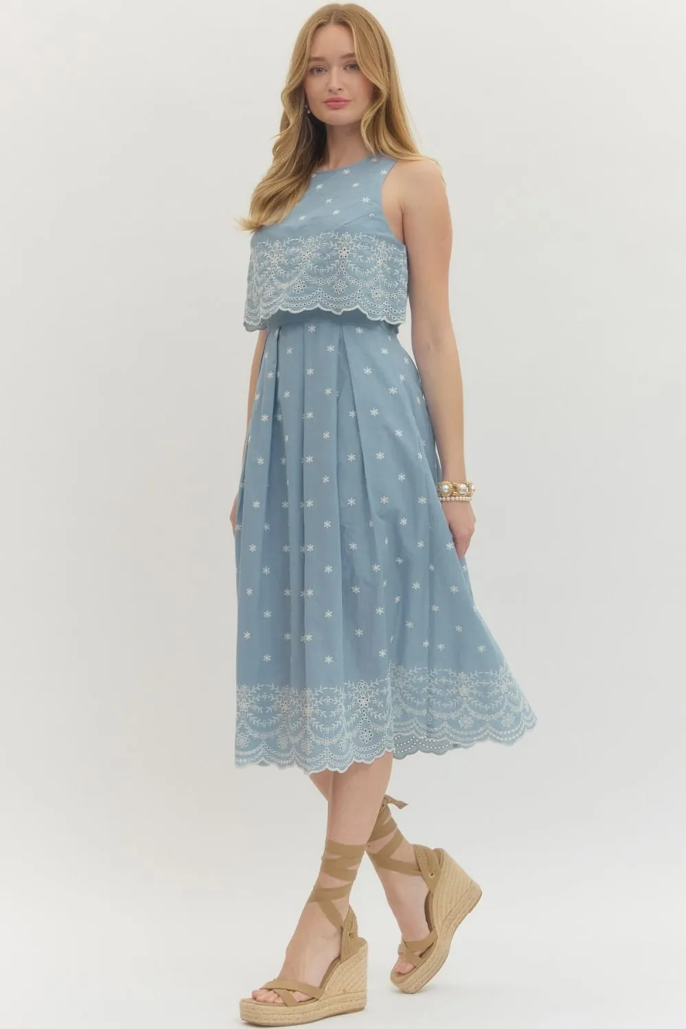 April Embroidered Midi Dress, Light Blue sold by North & Main Clothing Company product image thumbnail 2