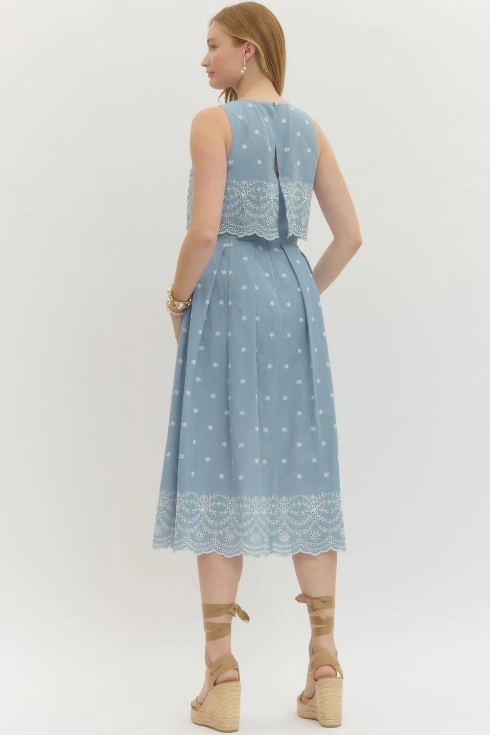 April Embroidered Midi Dress, Light Blue sold by North & Main Clothing Company product image thumbnail 5