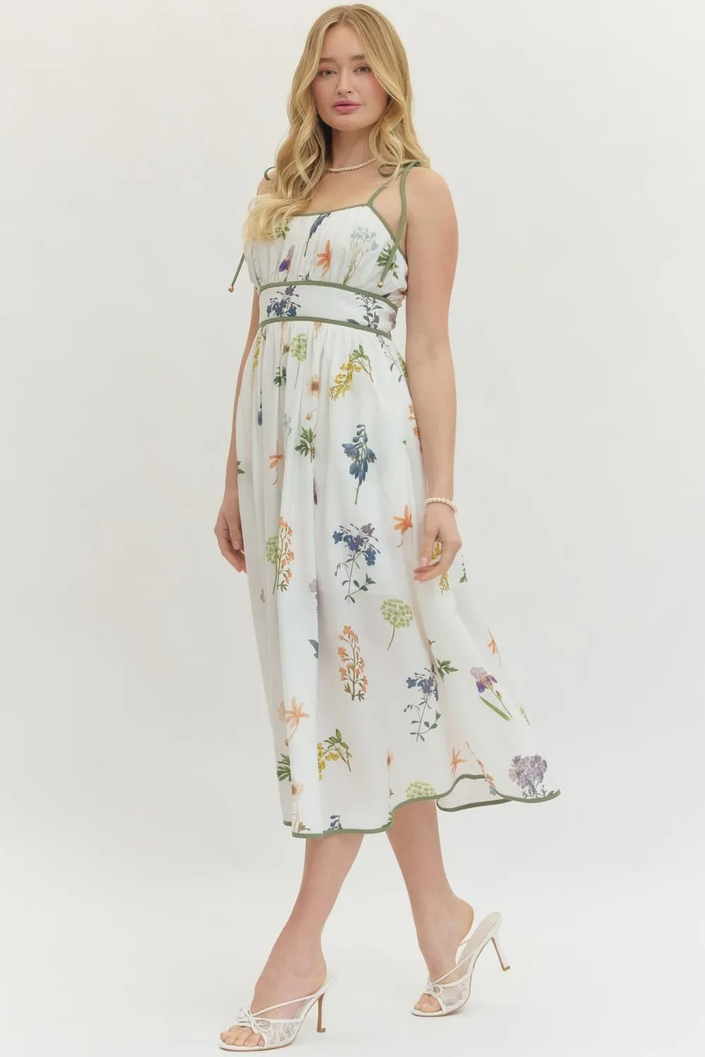 Cali Floral Midi Dress, Ivory sold by North & Main Clothing Company product image thumbnail 2