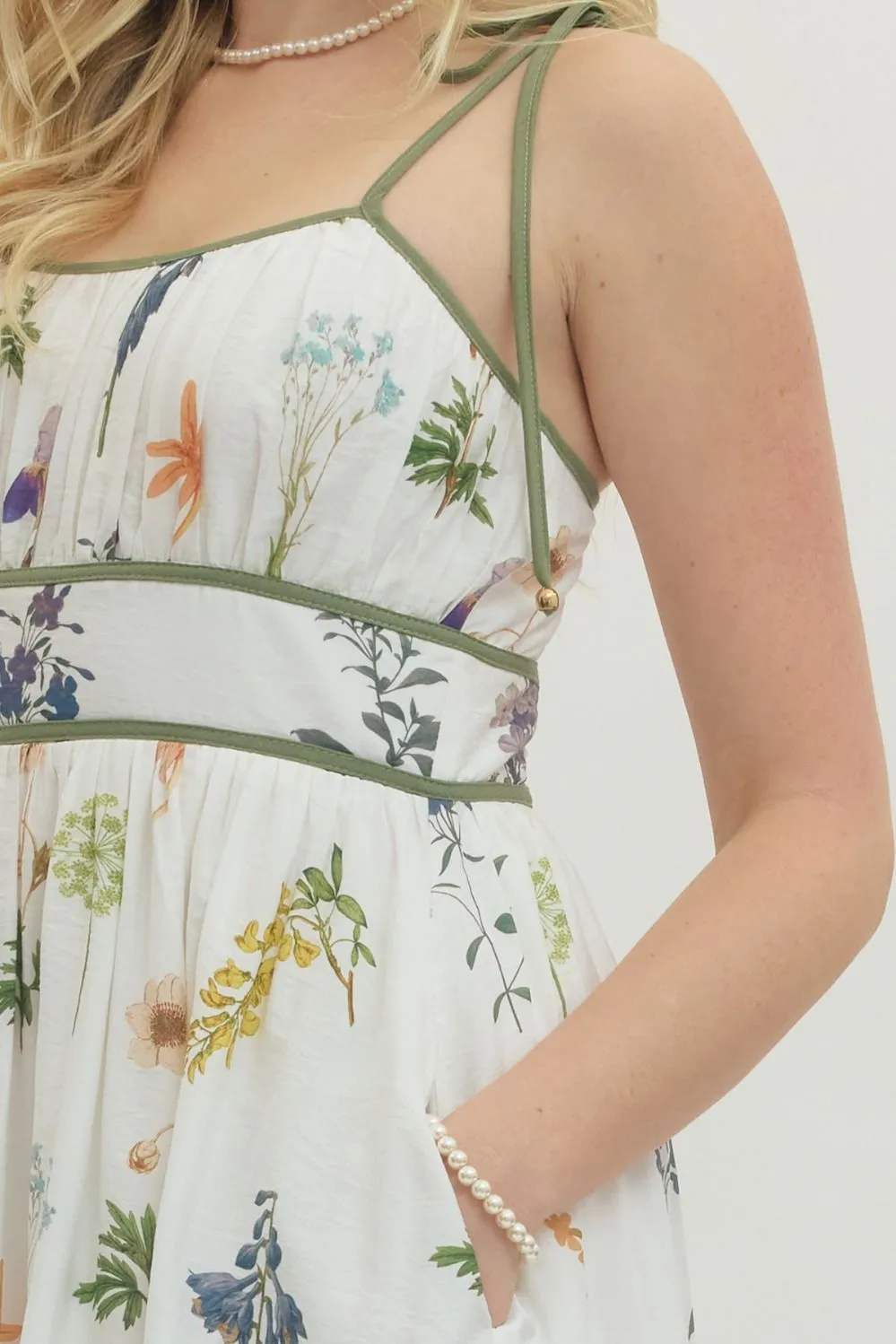 Cali Floral Midi Dress, Ivory sold by North & Main Clothing Company product image thumbnail 4