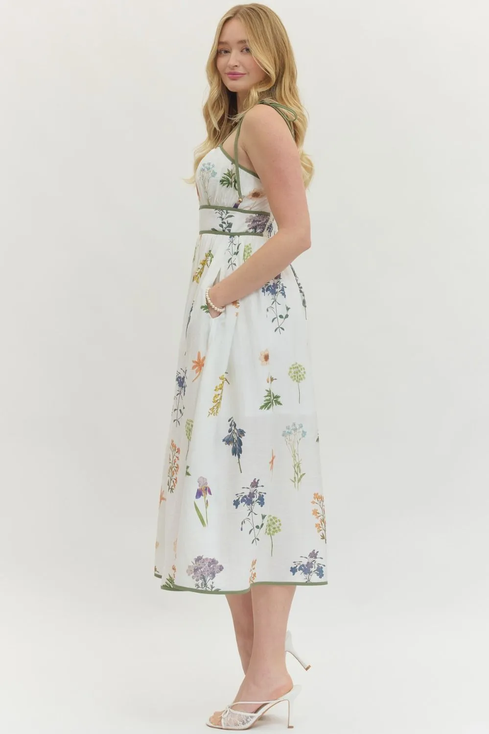 Cali Floral Midi Dress, Ivory sold by North & Main Clothing Company product image thumbnail 5