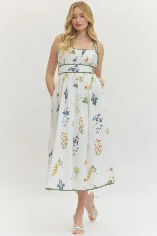 Cali Floral Midi Dress, Ivory made by entro