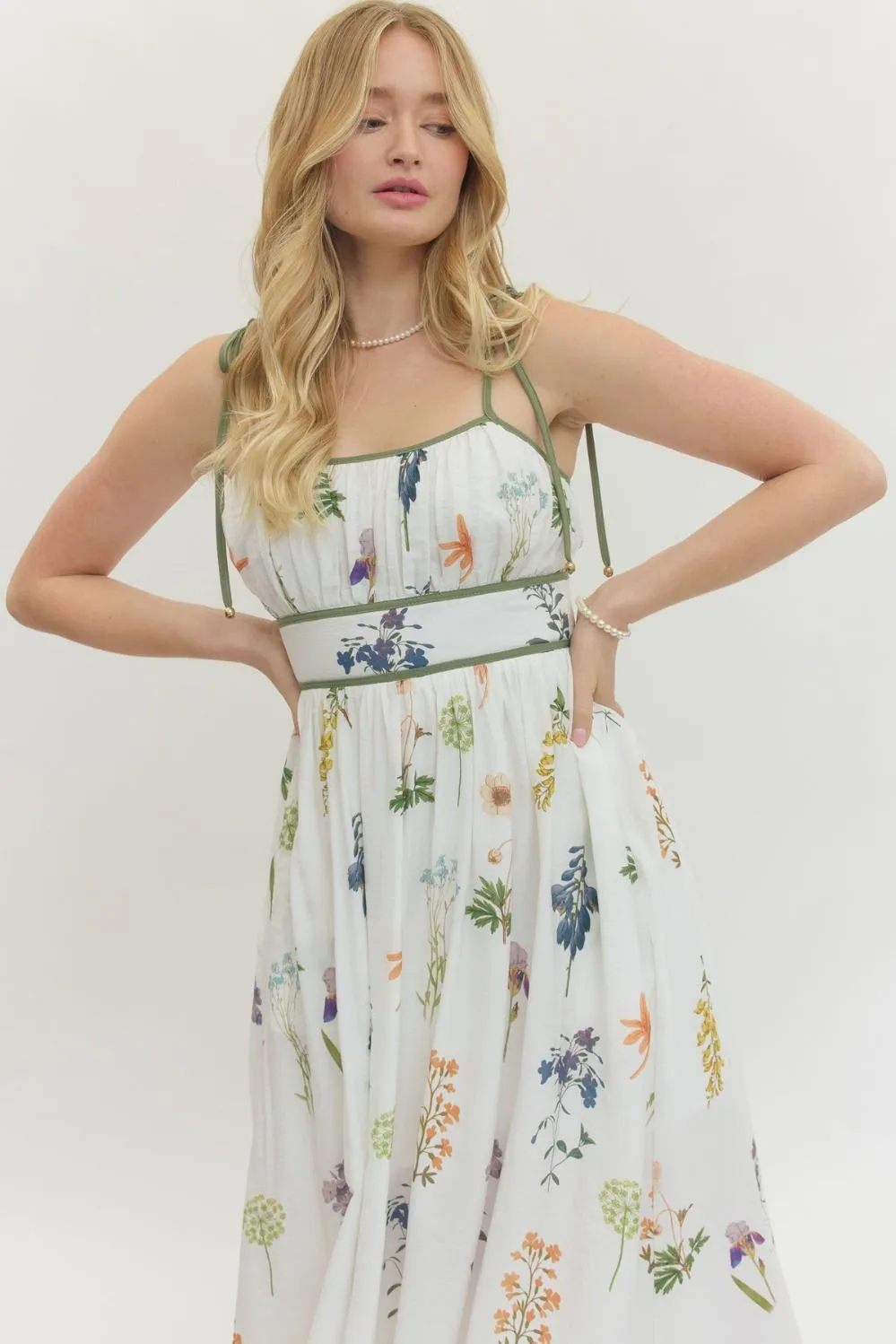 Cali Floral Midi Dress, Ivory sold by North & Main Clothing Company product image thumbnail 3