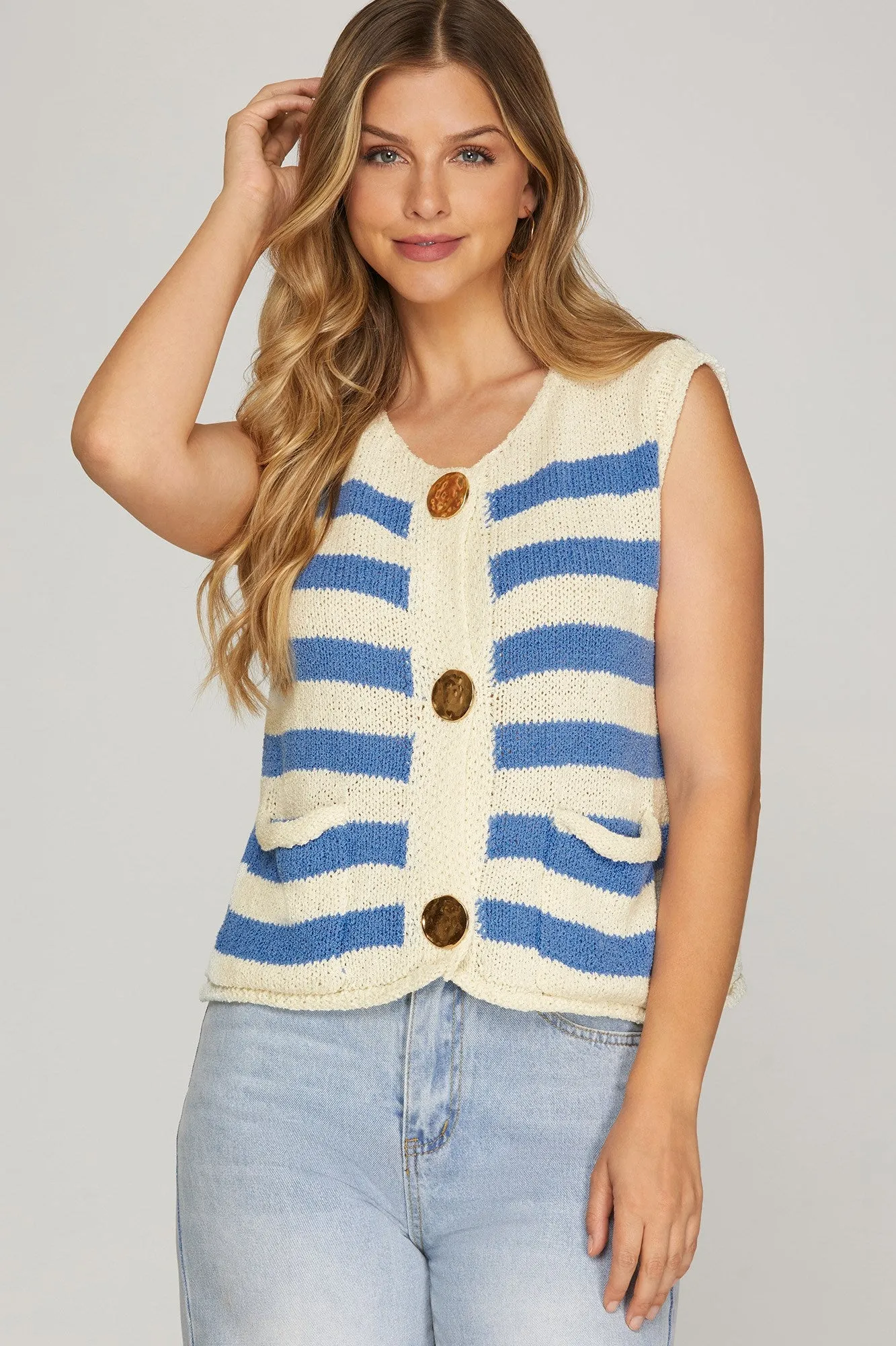 Matilda Knit Sweater, Blue sold by North & Main Clothing Company