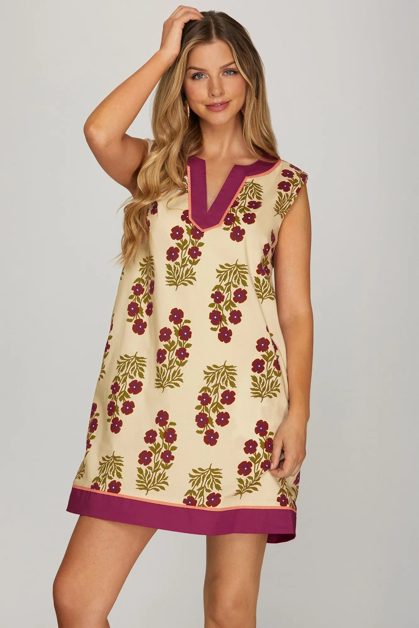Leighton Printed Mini Dress, Berry sold by North & Main Clothing Company