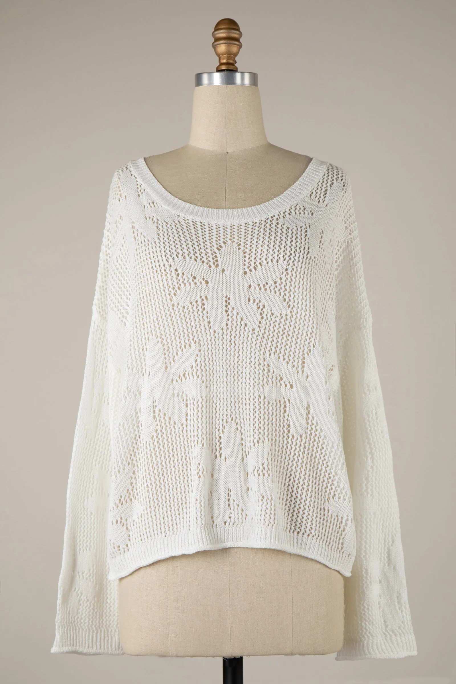 Maggie Lightweight Crochet Top, Ivory sold by North & Main Clothing Company