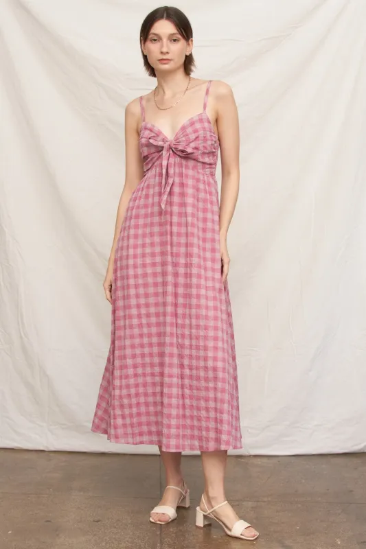 Mae Gingham Midi Dress, Pink Plaid made by En Creme