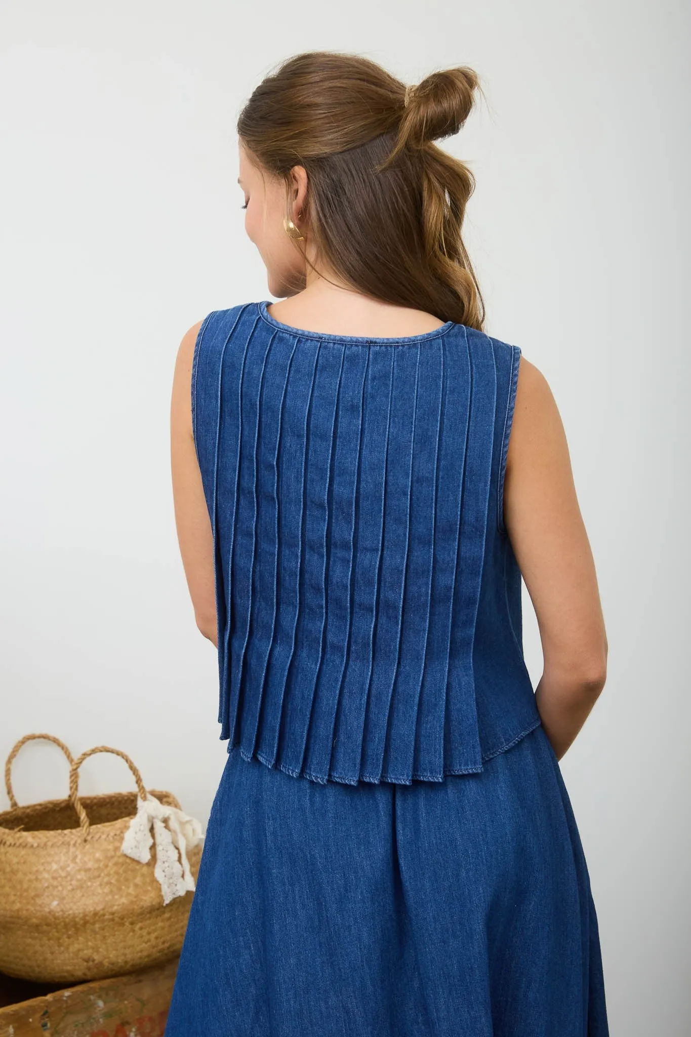 Penelope Front Tie Blouse, Denim sold by North & Main Clothing Company product image thumbnail 3