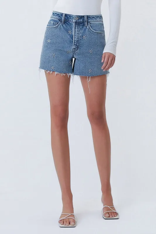 Super High Rise Embroidered Shorts, Daisy sold by North & Main Clothing Company
