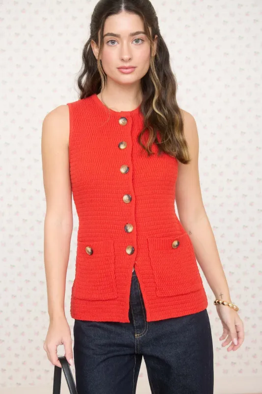 Brooklyn Button Down Knit Vest, Red sold by North & Main Clothing Company