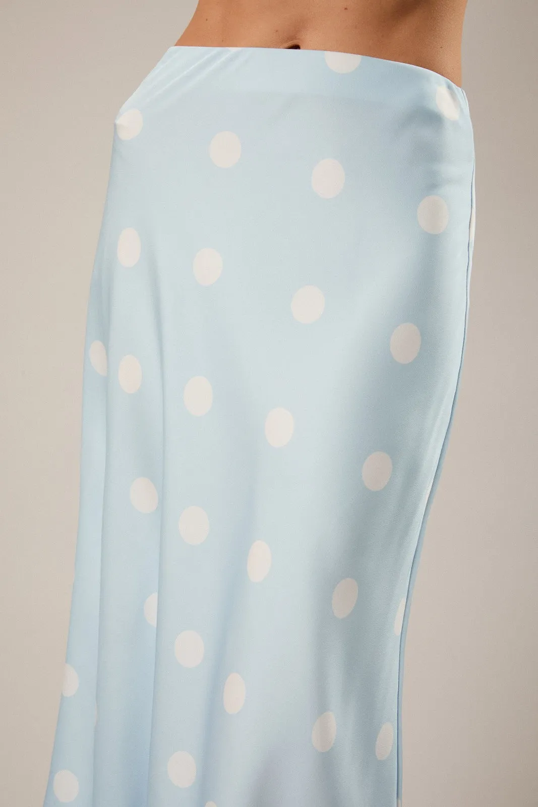 Zoey Satin Polka Dot Midi Skirt, Light Blue/White sold by North & Main Clothing Company product image thumbnail 4