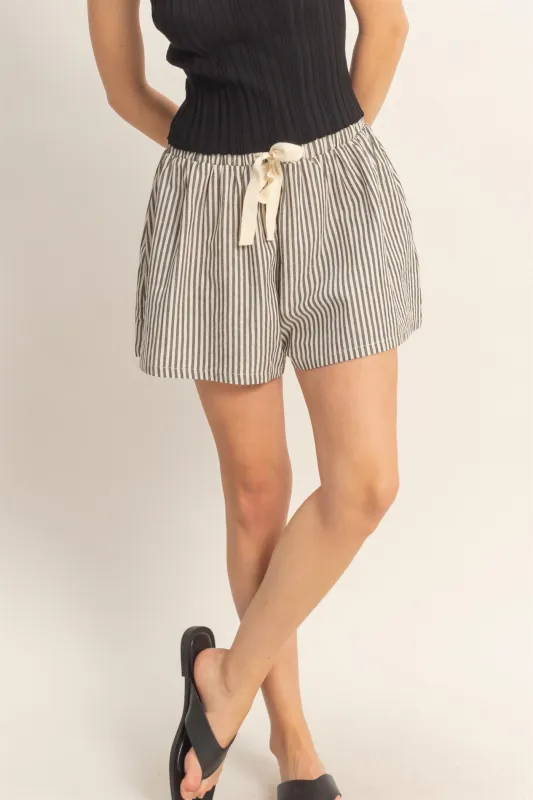 Very Striped Pull On Shorts, Black made by HYFVE