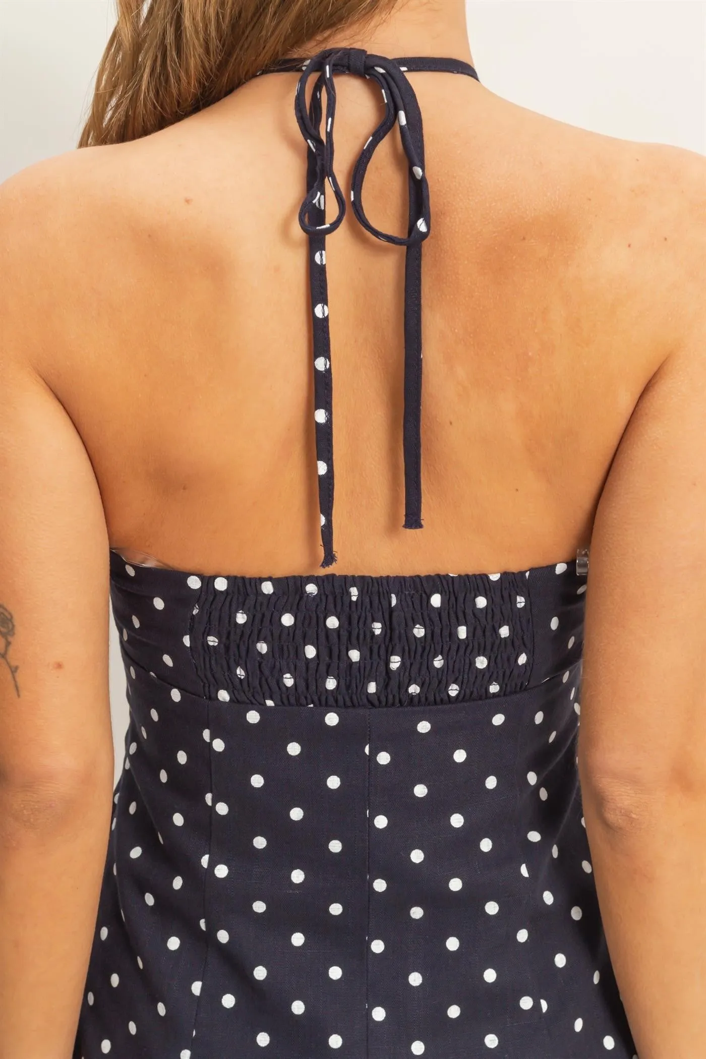 Summer Polka Dot Mini Dress, Navy sold by North & Main Clothing Company product image thumbnail 4