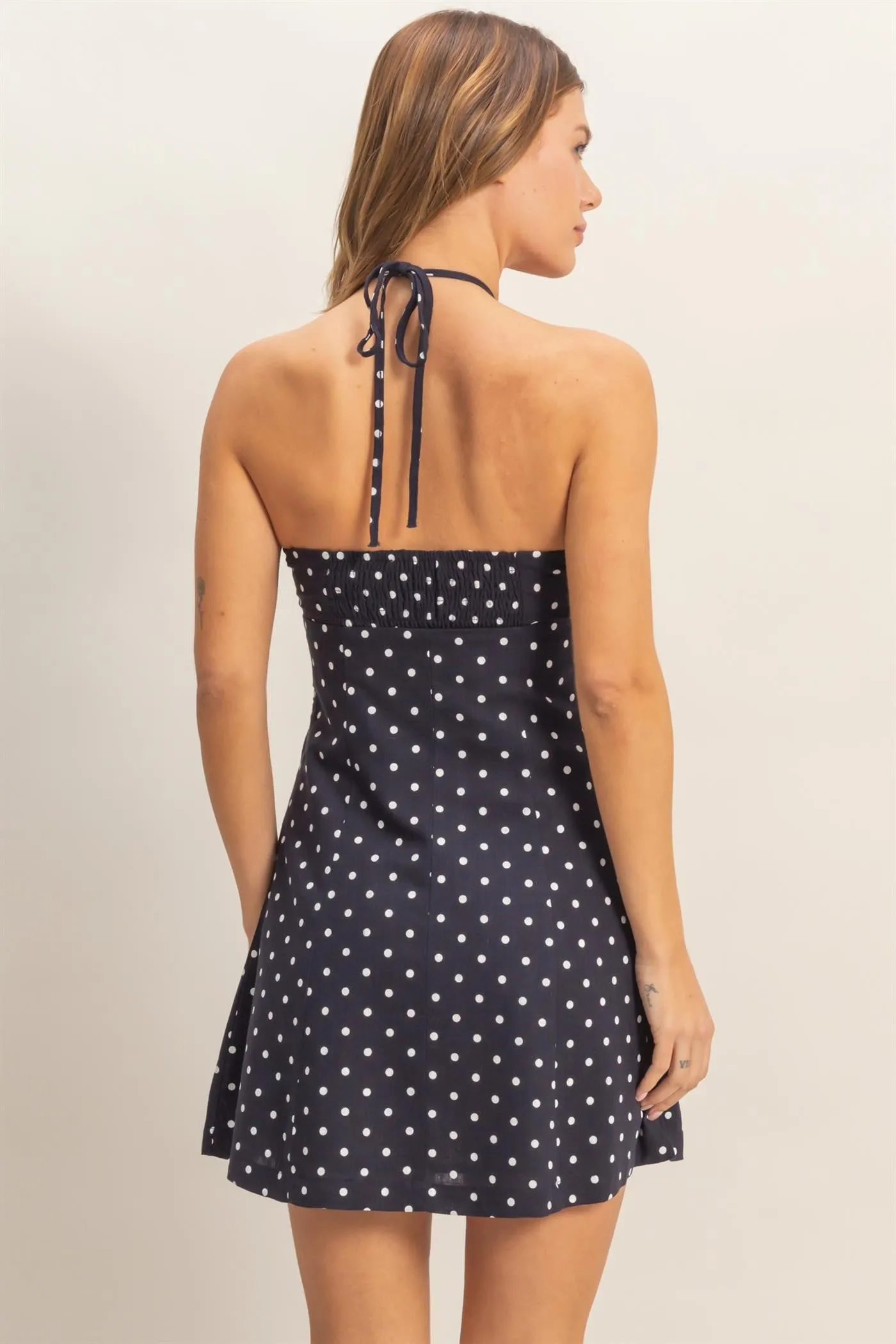Summer Polka Dot Mini Dress, Navy sold by North & Main Clothing Company product image thumbnail 3