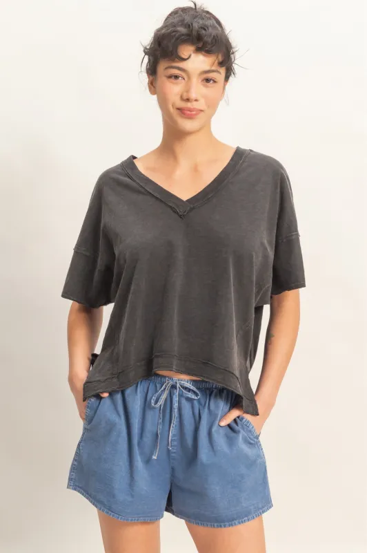 Rylee V-Neck Top, Black made by HYFVE