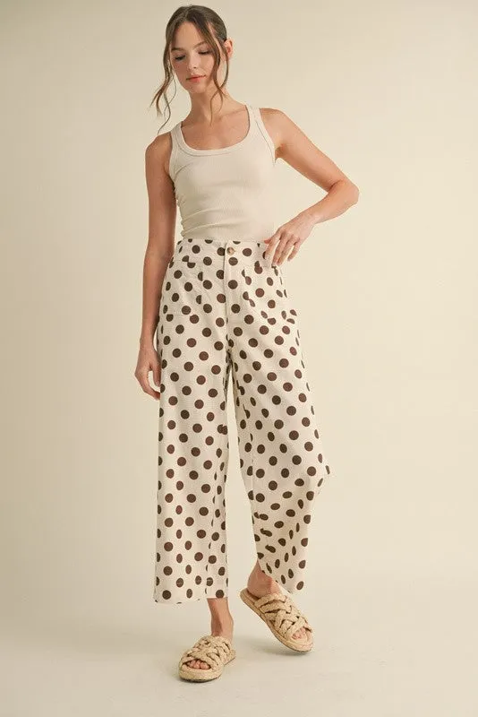 Polka Dot Wide Pants, Brown made by JODIFL