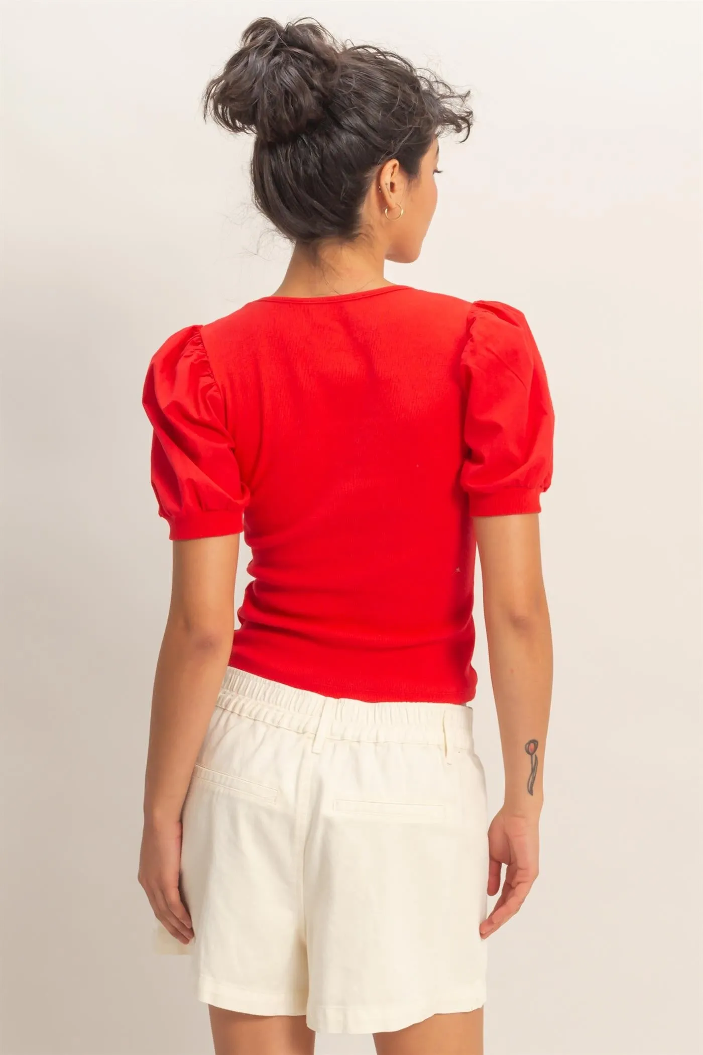 Liza Puff Sleeve Top, Red sold by North & Main Clothing Company product image thumbnail 5