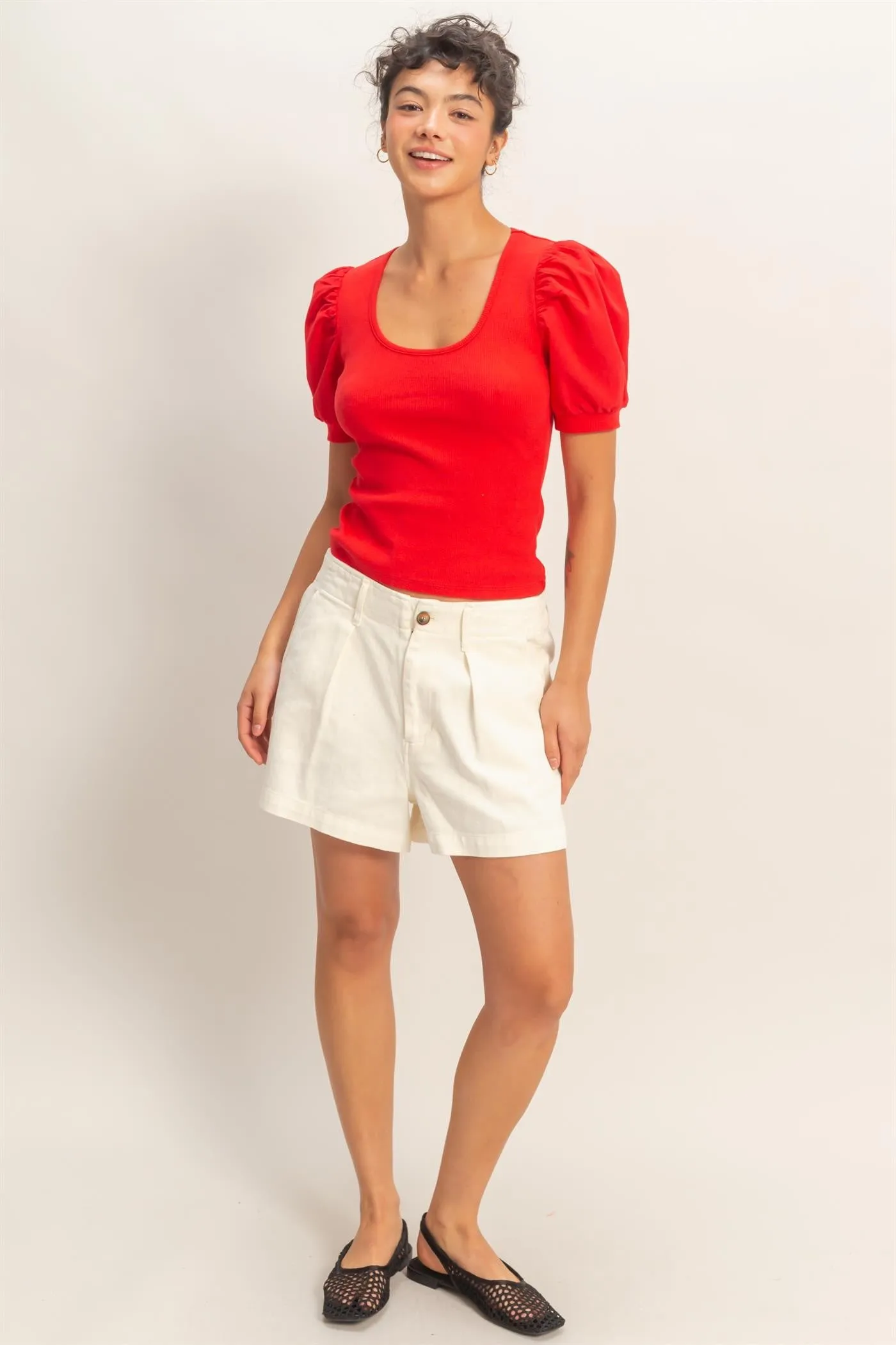 Liza Puff Sleeve Top, Red sold by North & Main Clothing Company product image thumbnail 2