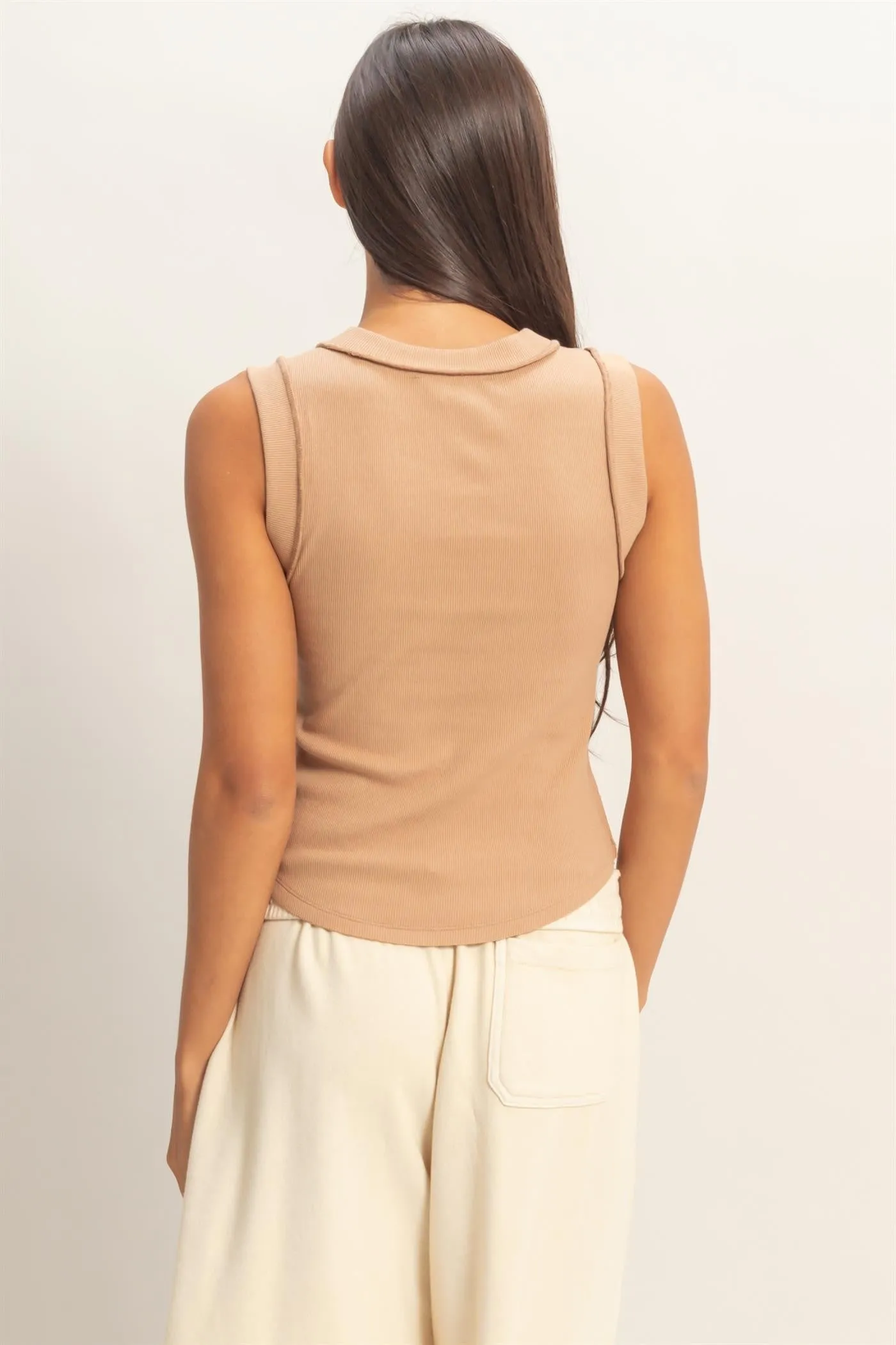 Mags Rib Tank Top, Dark Taupe sold by North & Main Clothing Company product image thumbnail 4