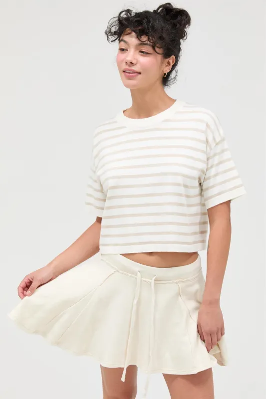 Leah Striped Knit Tee, Taupe made by HYFVE