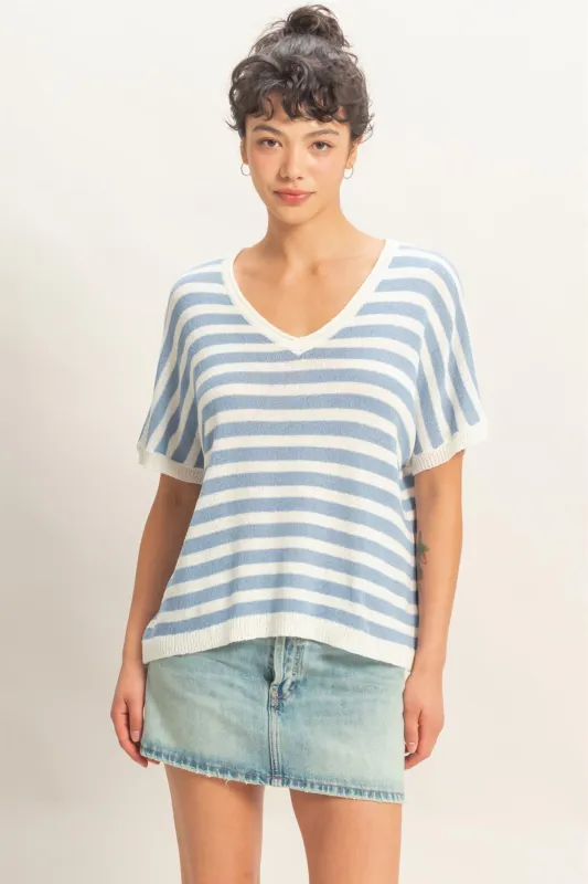 Riley Striped Knit Top, Blue made by HYFVE