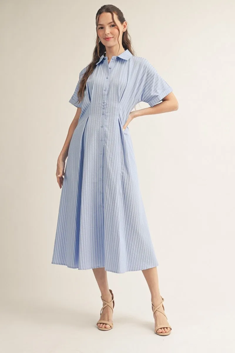 Miriam Button Down Midi Dress, Blue sold by North & Main Clothing Company product image thumbnail 4