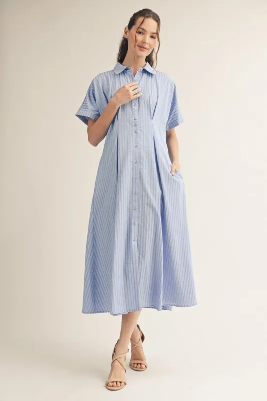 Miriam Button Down Midi Dress, Blue made by JODIFL