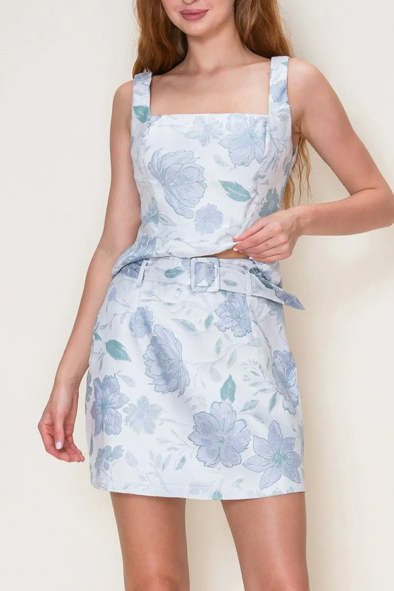 Dahlia Floral Square Neck Top, Dusty Blue/Sage sold by North & Main Clothing Company product image thumbnail 2