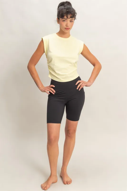 Evie Sleeveless Cotton Top, Pale Yellow made by HYFVE