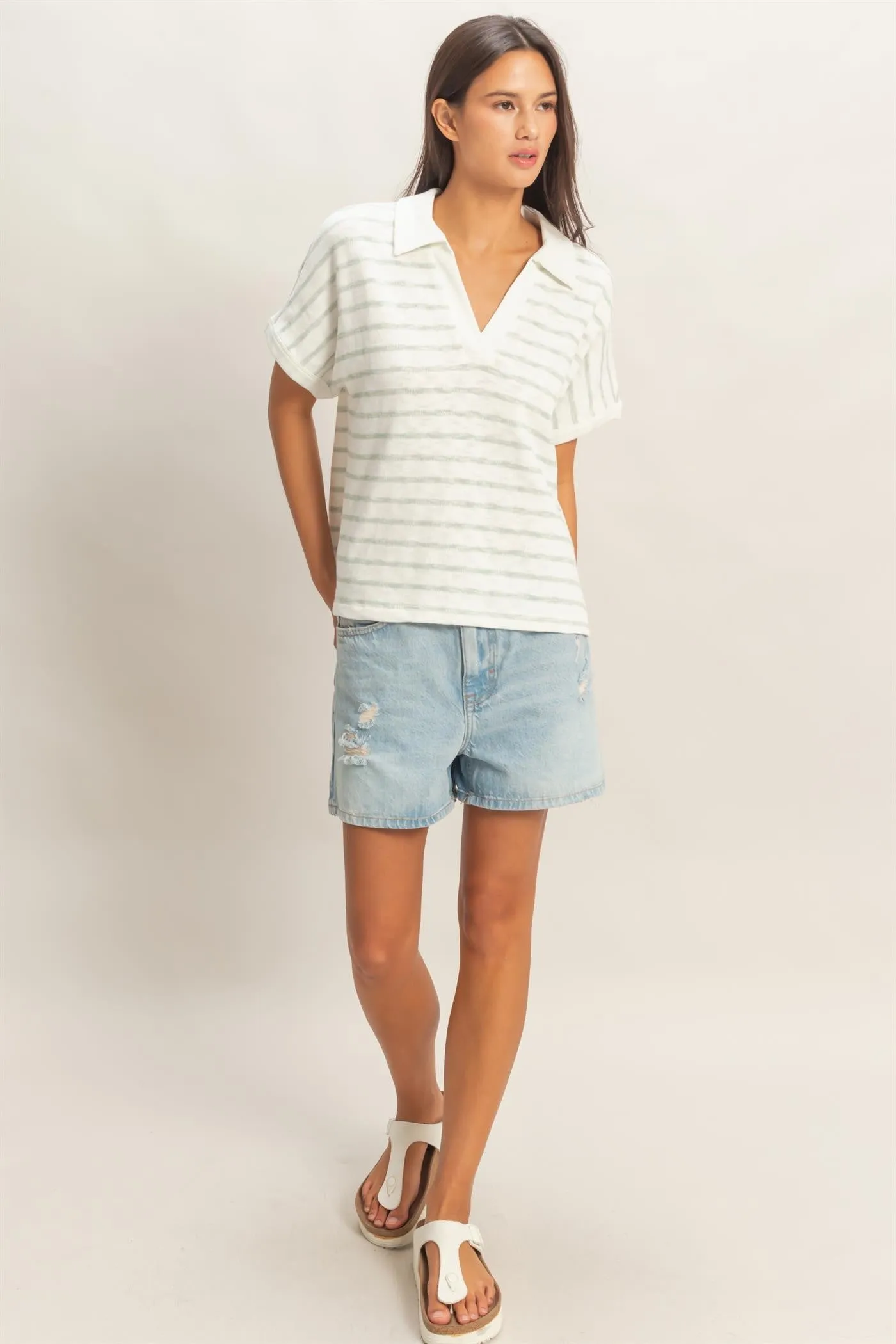 Gia Striped Knit Top, Sage Green sold by North & Main Clothing Company product image thumbnail 2
