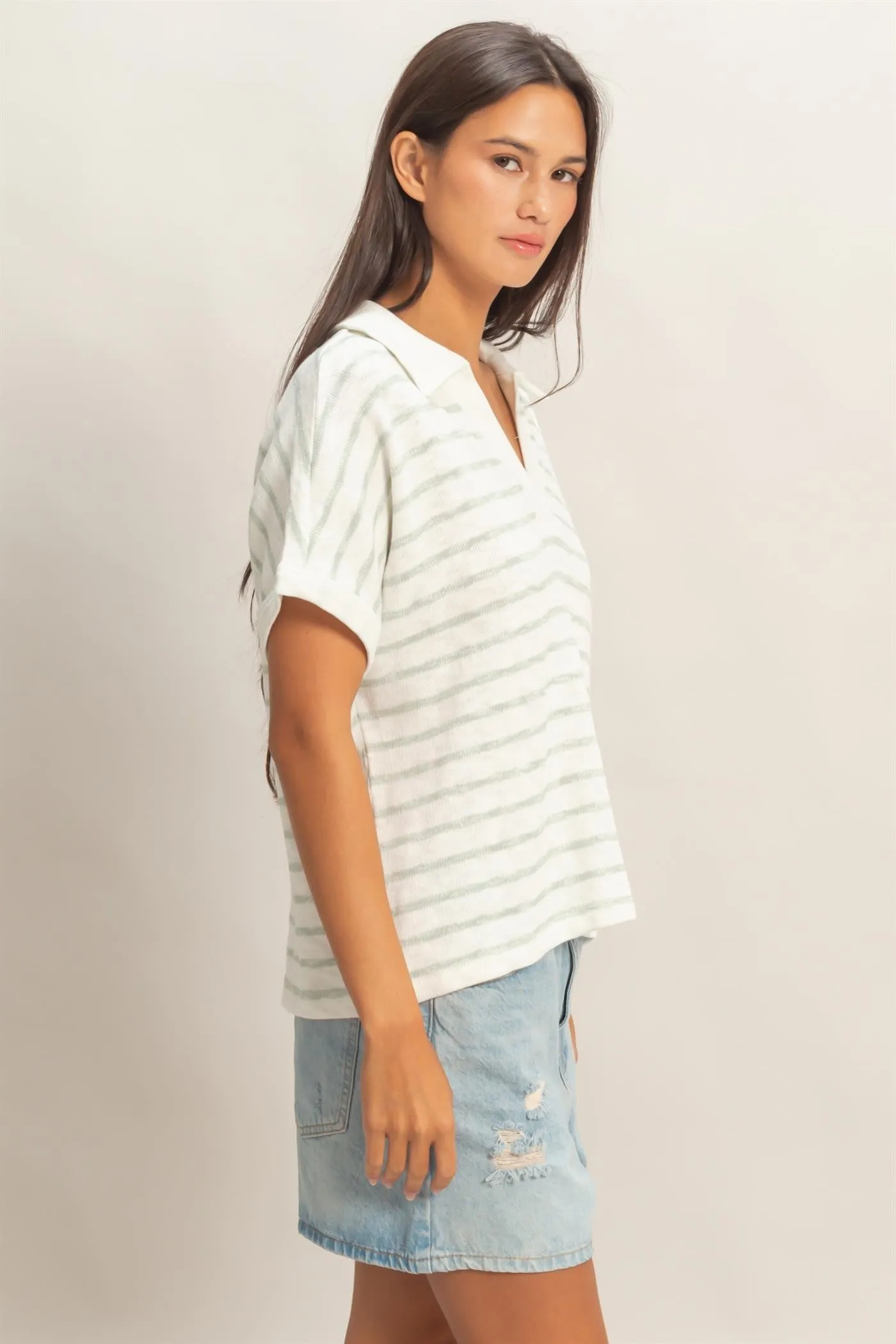 Gia Striped Knit Top, Sage Green sold by North & Main Clothing Company product image thumbnail 3