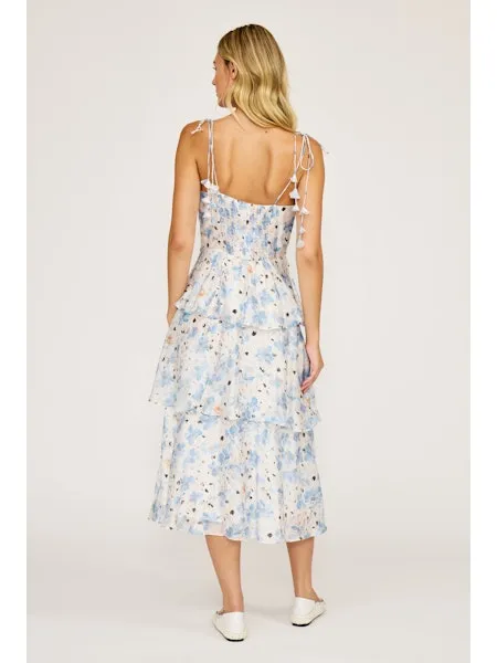 Maizie Tiered Dress, White Blue | Lucy Paris sold by North & Main Clothing Company product image thumbnail 3