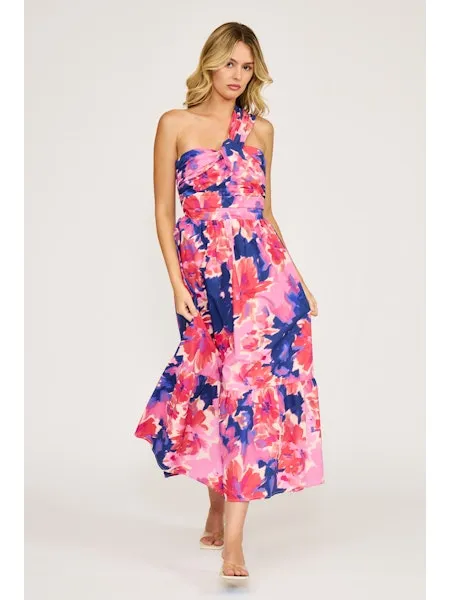 Haven One Shoulder Dress, Pink Multi | Lucy Paris sold by North & Main Clothing Company product image thumbnail 5