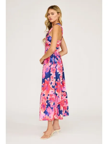 Haven One Shoulder Dress, Pink Multi | Lucy Paris sold by North & Main Clothing Company product image thumbnail 2