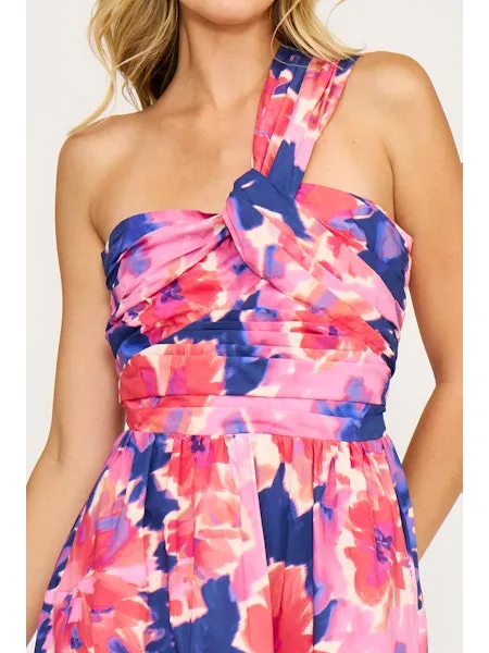 Haven One Shoulder Dress, Pink Multi | Lucy Paris sold by North & Main Clothing Company product image thumbnail 3