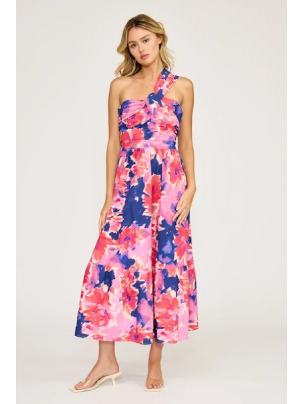 Haven One Shoulder Dress, Pink Multi | Lucy Paris made by Lucy Paris