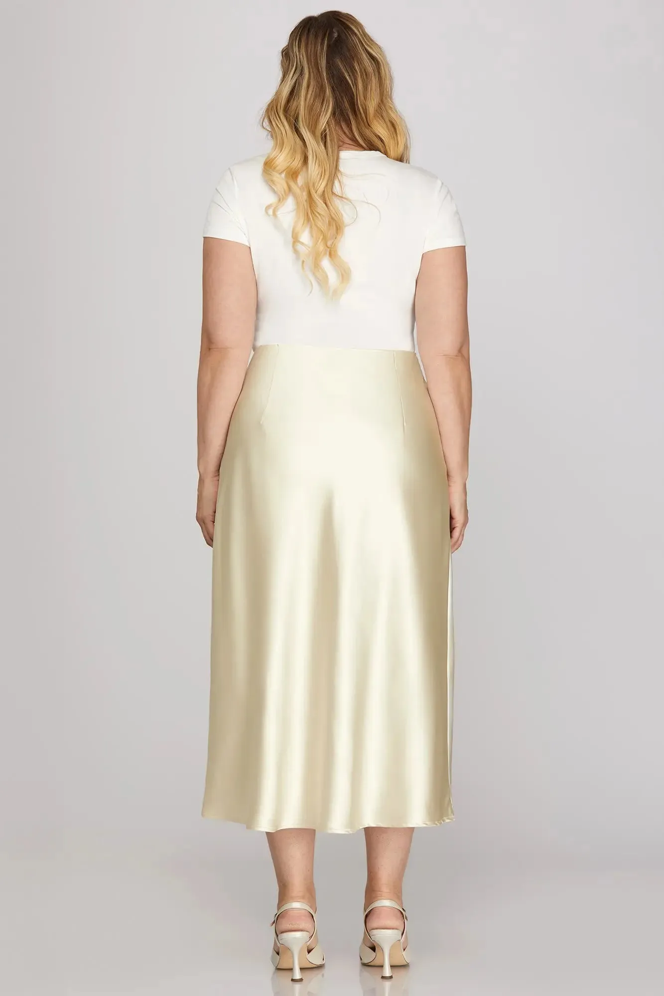 Raya Satin Skirt, Cream sold by North & Main Clothing Company product image thumbnail 2