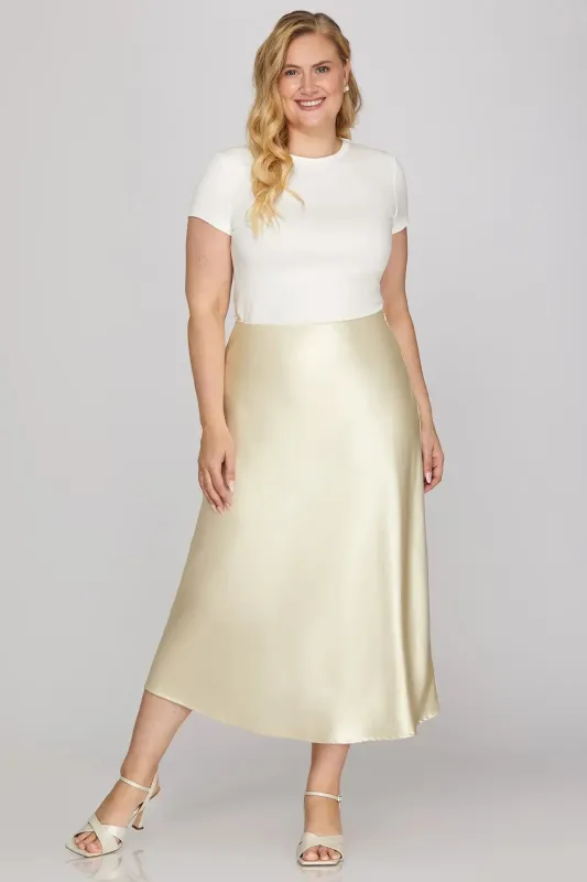 Raya Satin Skirt, Cream made by She and Sky