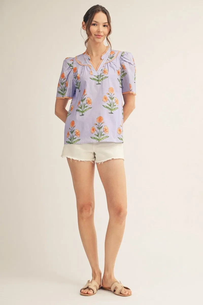 Poppy Floral Top, Lavendar sold by North & Main Clothing Company product image thumbnail 3