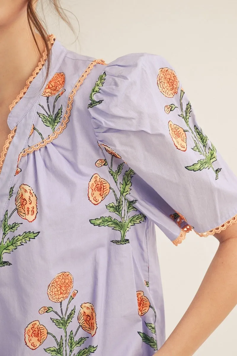 Poppy Floral Top, Lavendar sold by North & Main Clothing Company product image thumbnail 4