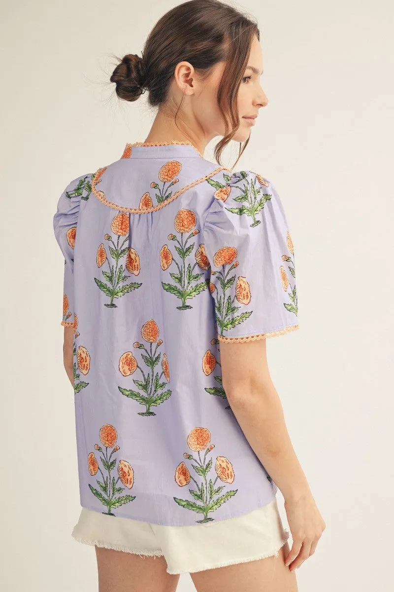 Poppy Floral Top, Lavendar sold by North & Main Clothing Company product image thumbnail 2
