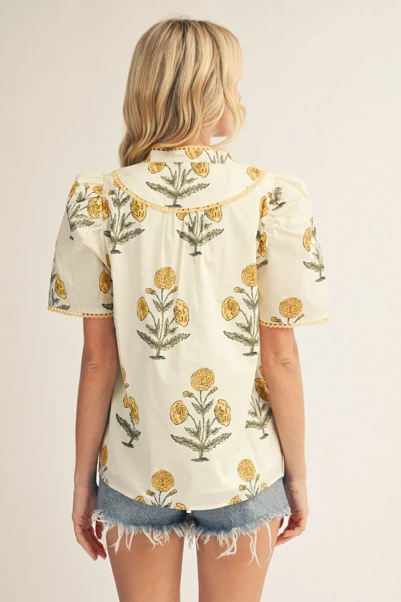 Poppy Floral Top, Cream sold by North & Main Clothing Company product image thumbnail 3