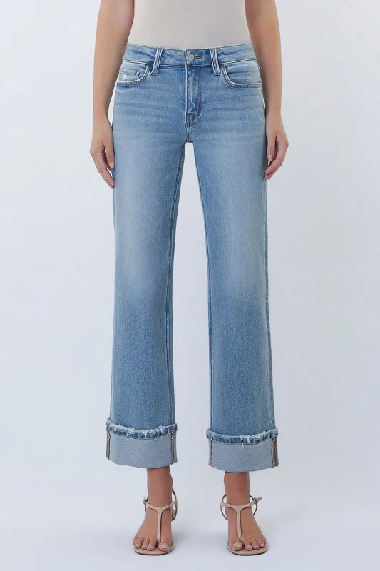 Mid Rise Cuffed Jeans, Energetic made by Vervet