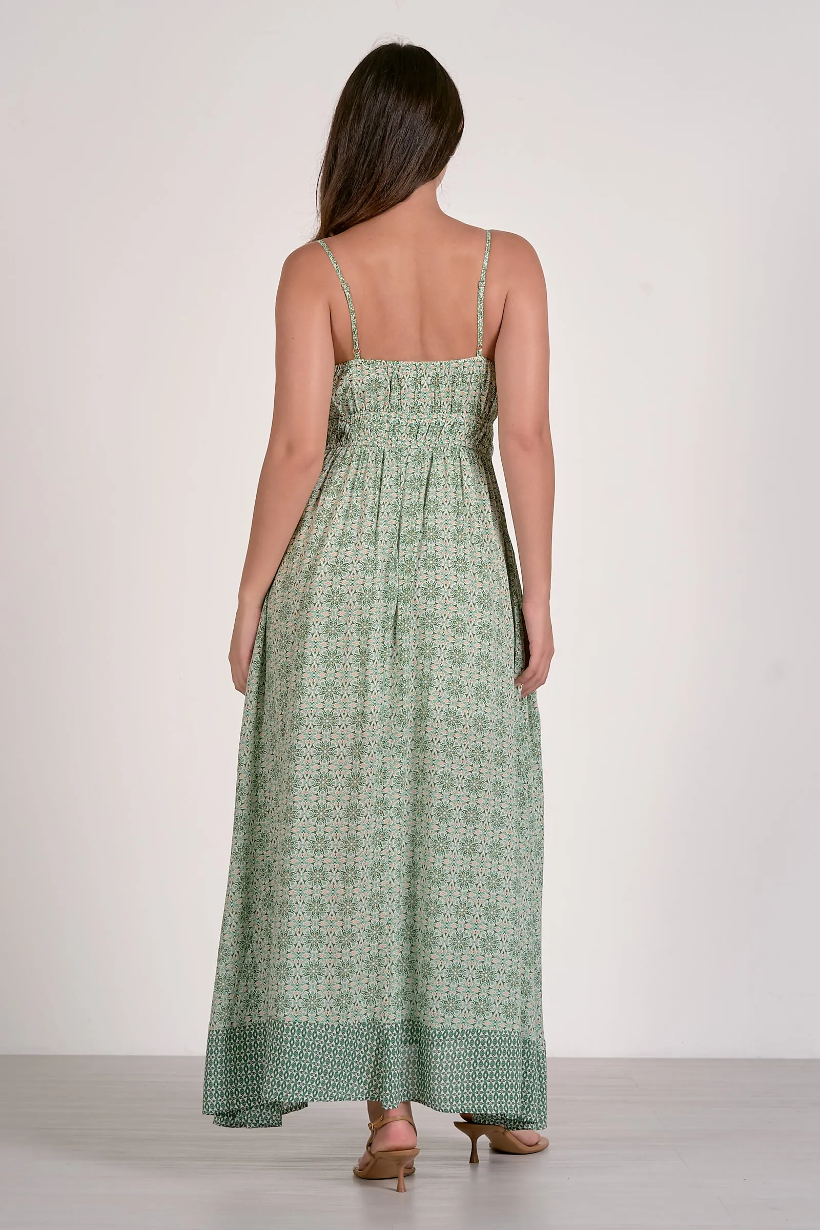 Chrissy Printed Maxi Dress, Green Boho | Elan sold by North & Main Clothing Company product image thumbnail 3